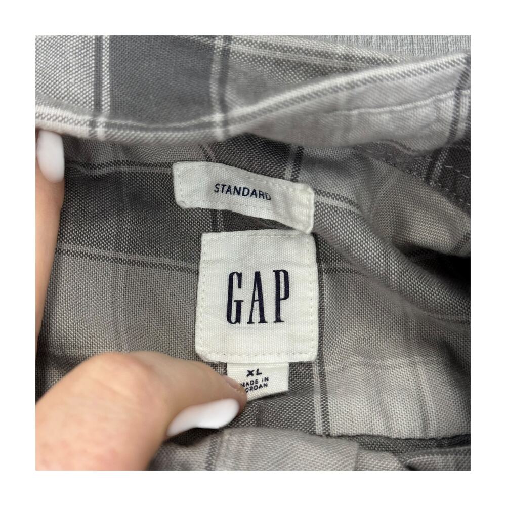Gap Standard Mens XL Gray Plaid Button Down Long Sleeve Shirt - Picture 3 of 6